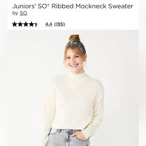 White Ribbed Mockneck Sweater